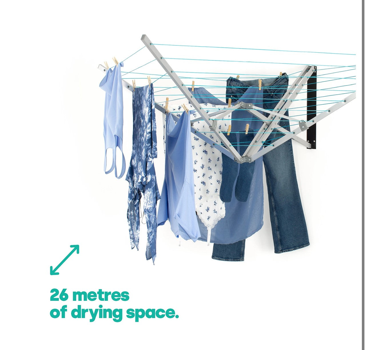 LIVIVO Retractable Wall Mounted Washing Line - 5 Arm Indoor/Outdoor Folding Clothes Airer (R50)