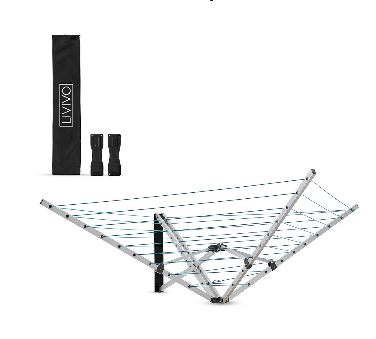 LIVIVO Retractable Wall Mounted Washing Line - 5 Arm Indoor/Outdoor Folding Clothes Airer (R50)