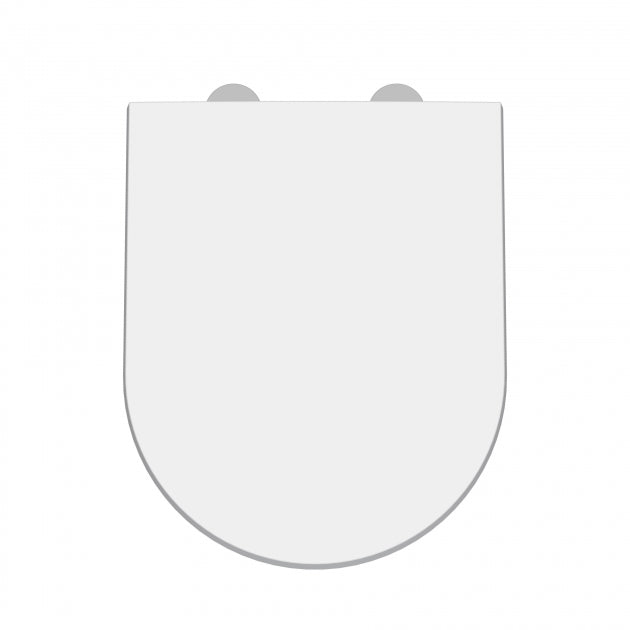 Nuie Asselby D-Shape Thermoplastic Toilet Seat Soft Close HingeWhite (R123)(G)