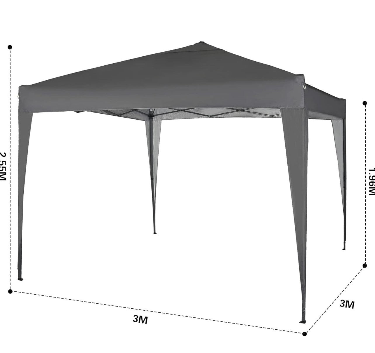 MCC - 3x3m Pop-up Gazebo Waterproof Outdoor Garden Marquee Canopy NS (Grey) (R53)