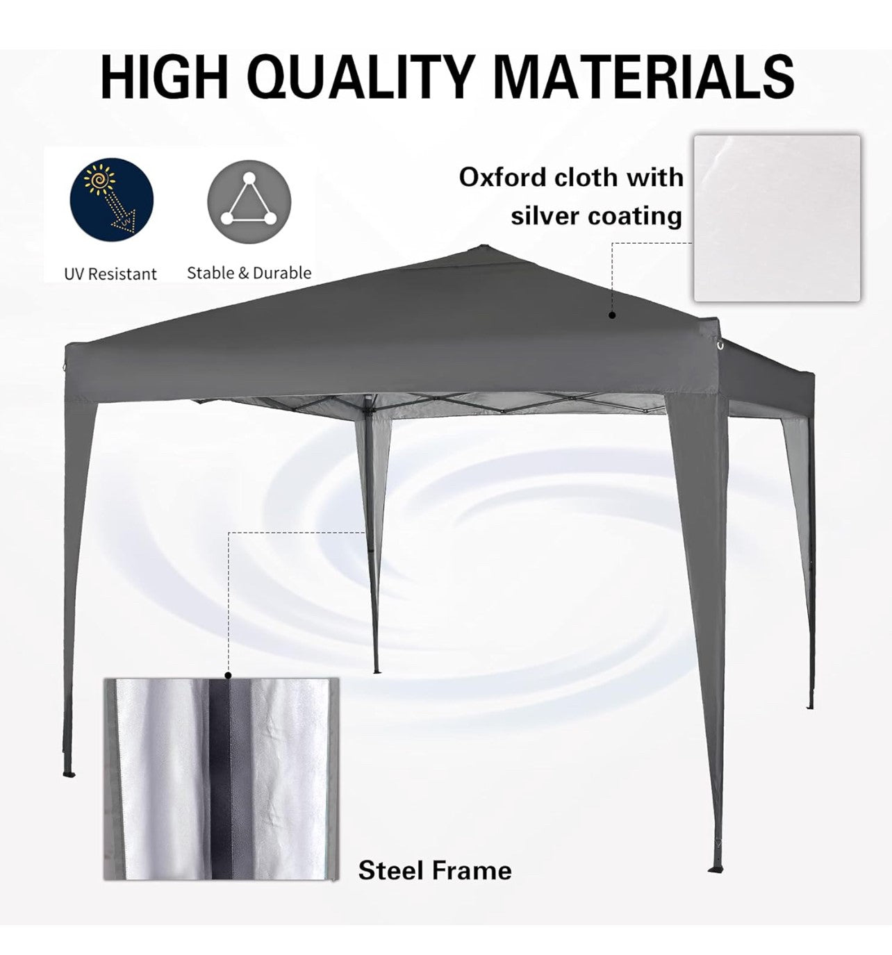 MCC - 3x3m Pop-up Gazebo Waterproof Outdoor Garden Marquee Canopy NS (Grey) (R53)