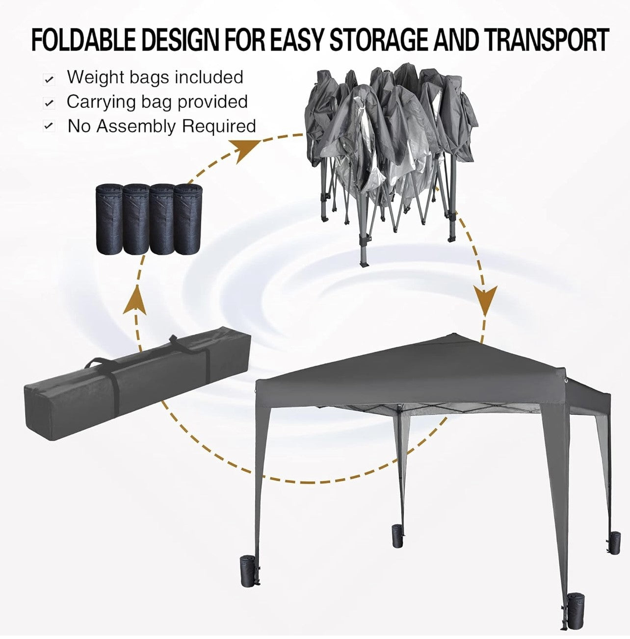 MCC - 3x3m Pop-up Gazebo Waterproof Outdoor Garden Marquee Canopy NS (Grey) (R53)