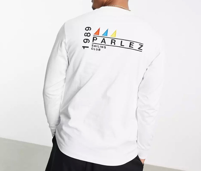 Parlez corsair backprint long sleeve top in white S (S63) (M)