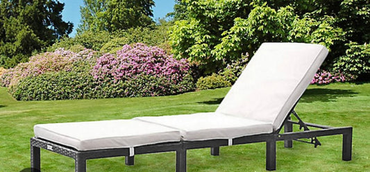 Comfy living rattan sun lounger Black with long grey cushion (S83)