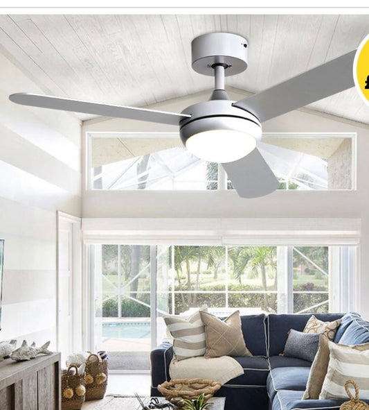 Living and Home Silver Adjustable Ceiling Fan with Light (S121)