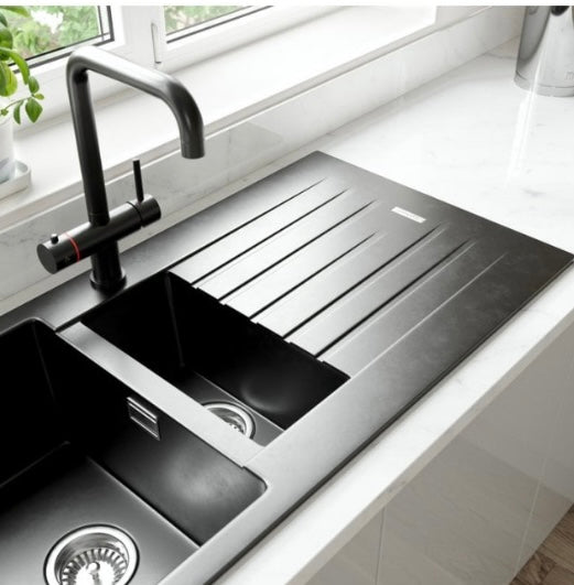 1 bowl sink and drainer light grey (S145)
