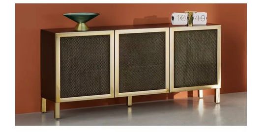 Metal Brass Sideboard Oru Wood/Metal - Black And Brass (S261)