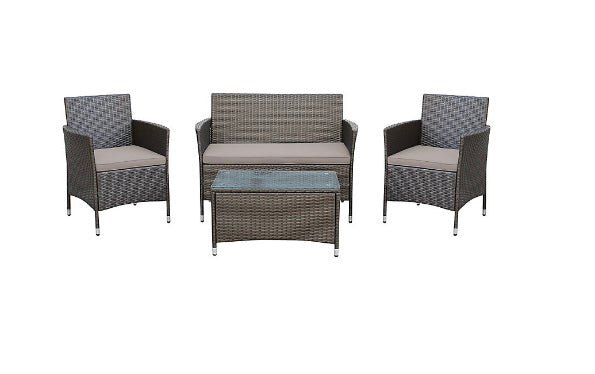 Derry Light black Rattan effect 4 Seater Coffee set (S304)