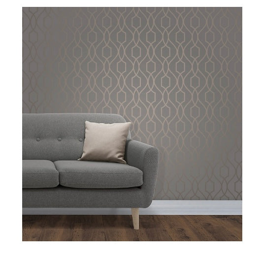 Fine Decor Apex Charcoal Metallic effect Geometric Smooth Wallpaper (S392)