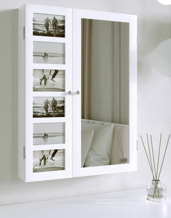 Harper White LED Mirrored Jewellery Cabinet (S396)