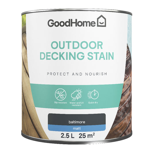 GoodHome Baltimore Matt Quick dry Decking Wood stain, 2.5L (E23) A*