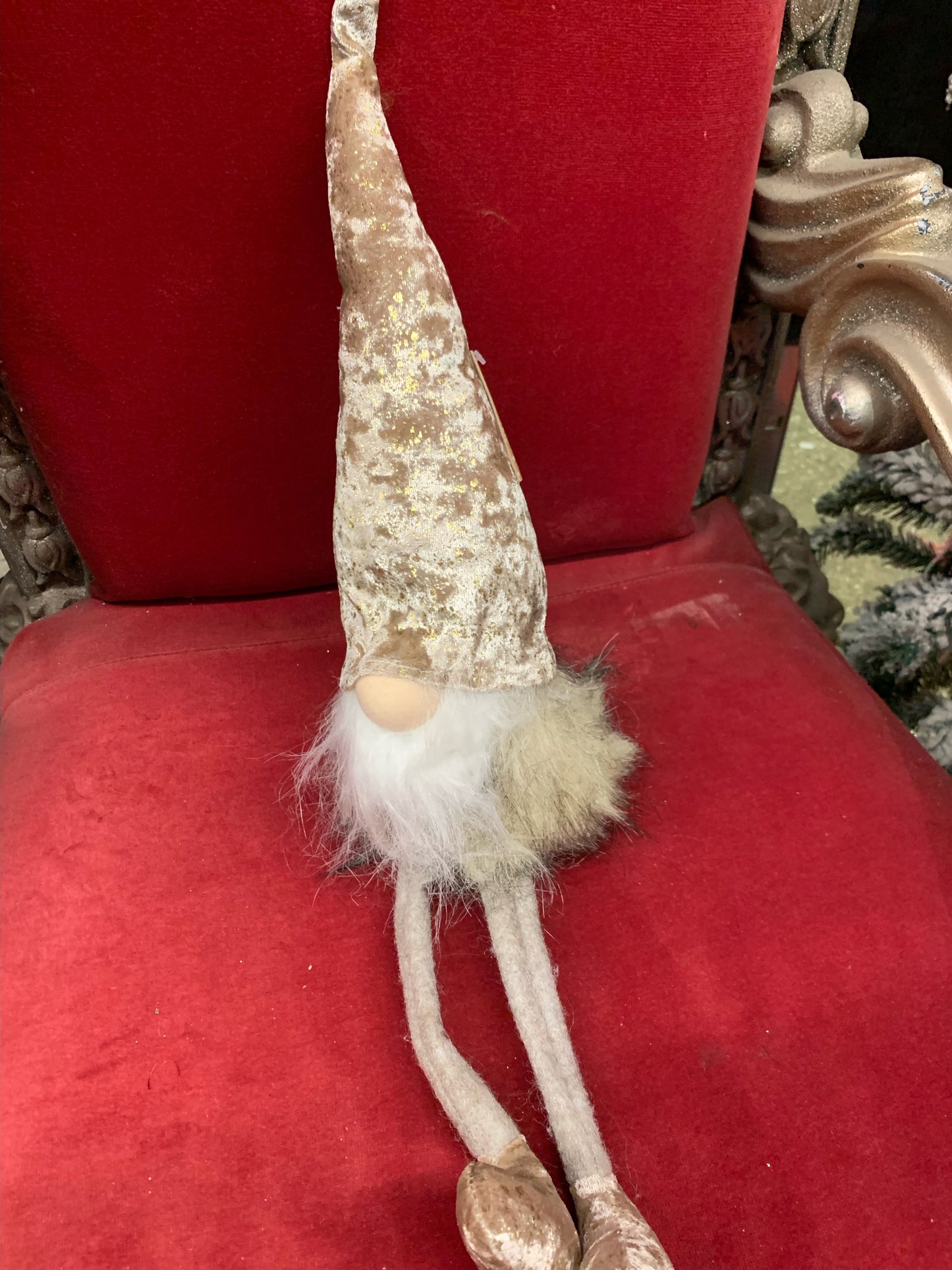 Christmas Long Leg Gold Gnome (S710)