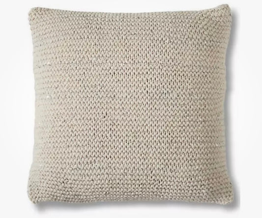 Opal Cream Knitted Cushion 45x45cm Sequin Detail Feather Fill (S) (S913)
