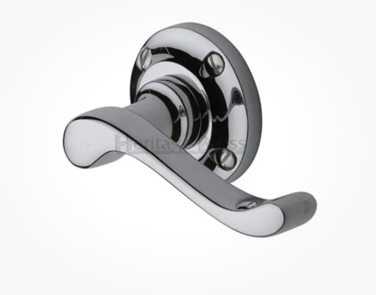 Heritage Brass Bedford Door Handles On Rose Pair Polished Chrome (S) (S915)