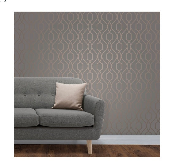 Fine Decor Charcoal Metallic Geometric Smooth Wallpaper (55) (S269)