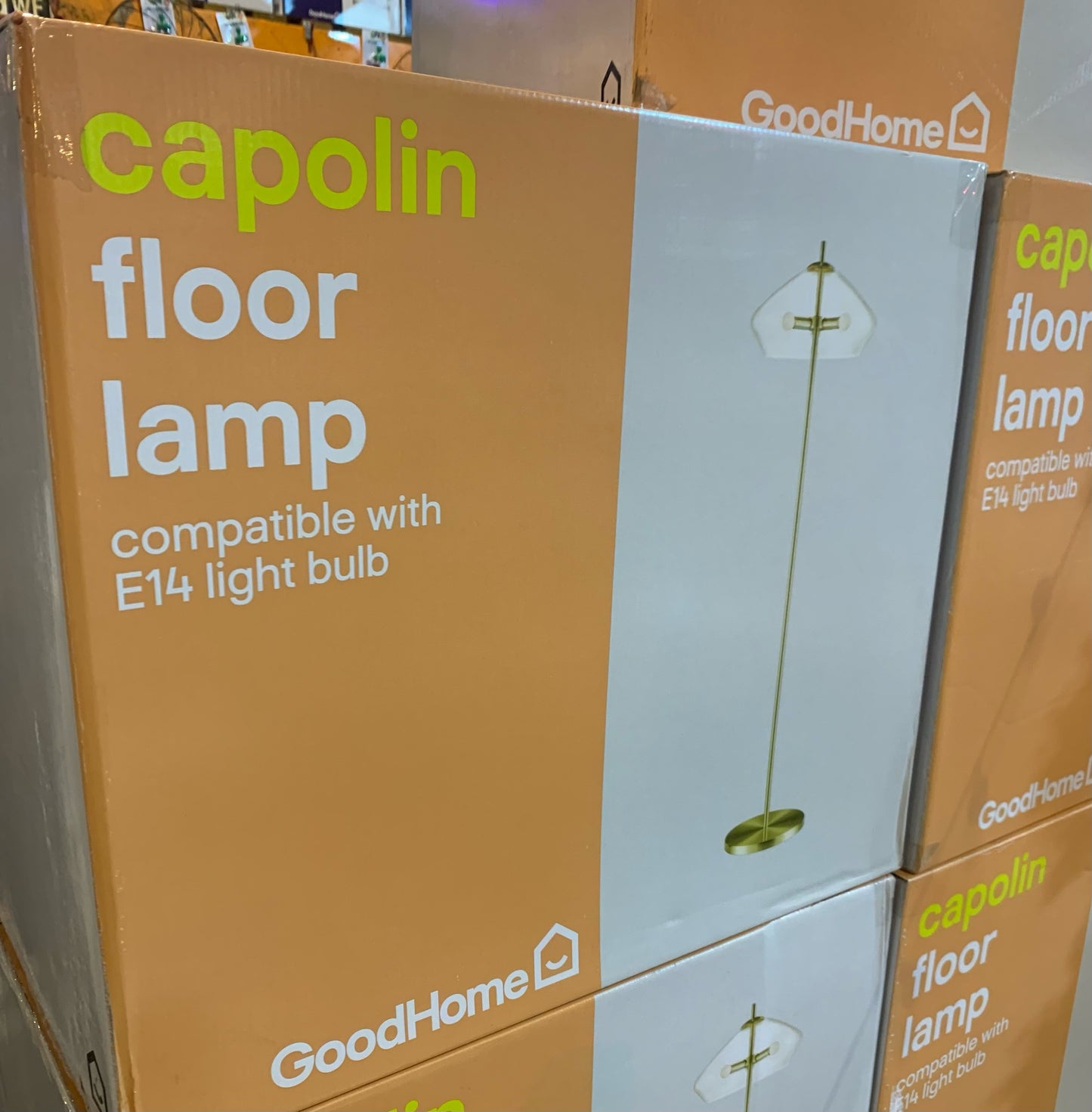 GoodHome Capolin Gold effect Floor light RRP- £40.00 OUR PRICE -£25.00  (S4)