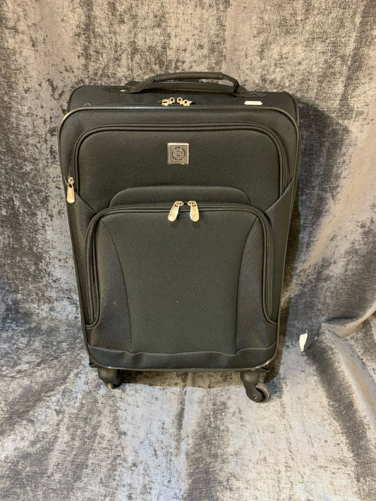 Black leather small suitcase with different zip pockets (S106)