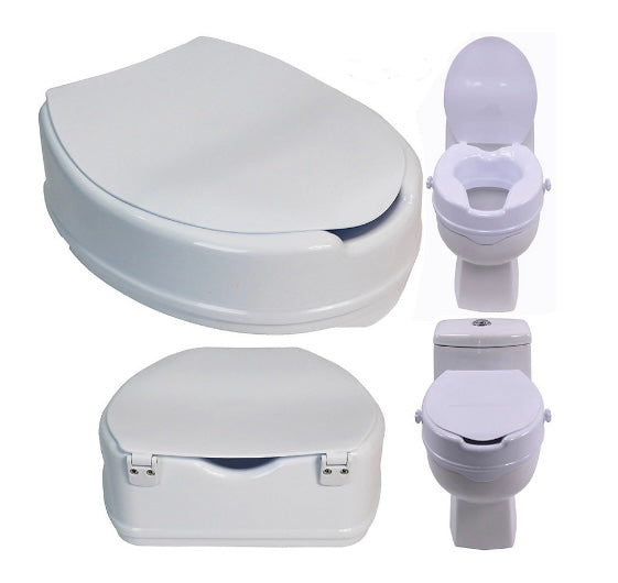 Raised Toilet Seat Aid with Lid 10cm (4") Elevated Strong and Durable (S192)