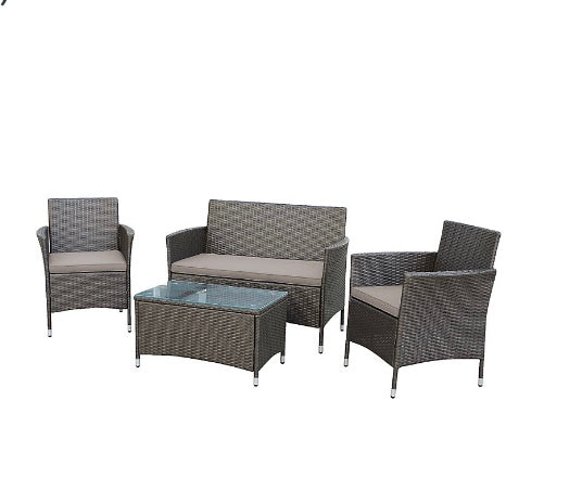 Derry Light black Rattan effect 4 Seater Coffee set (S304)