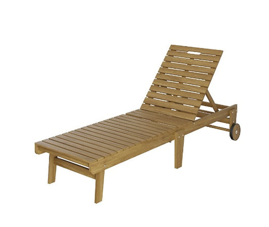 GoodHome Denia Natural Wooden Sun lounger (S305)