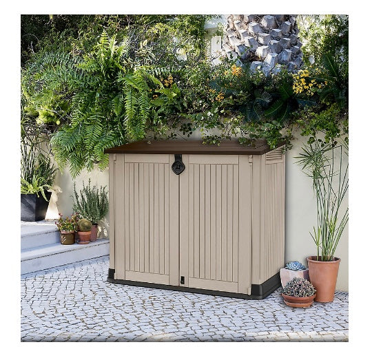 Keter Store It Out Midi Beige & brown Wood effect Plastic Garden storage box 880L DAMAGED (S335)