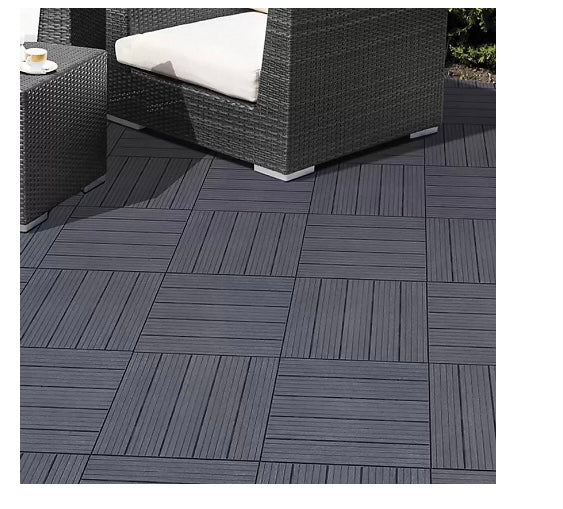 Cosmo 10 Pack Garden Composite Interlocking Decking Tiles Recycled Material 30 x 30cm (S411)