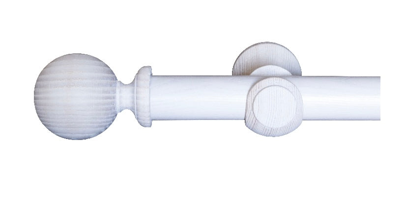 GoodHome Chalki Matt White Oak Ball Curtain pole Set, (L)3m (Dia)35mm (S865)