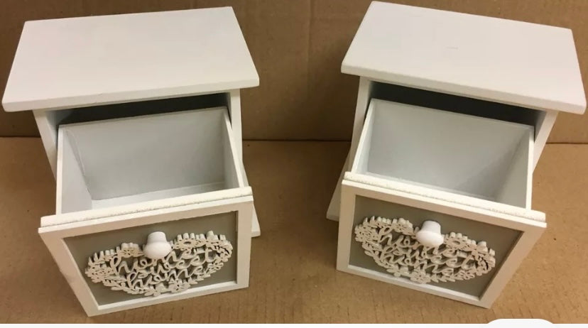Drawer Storage Box Set of 2 Cutout Shabby Chic SIL (R) (S899)