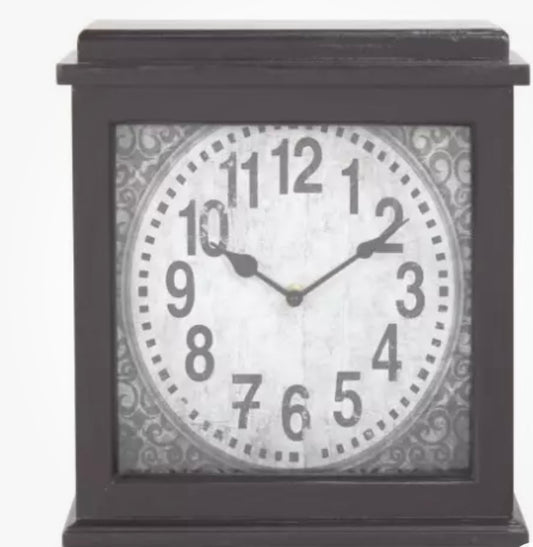 Mantel Clock Dark Brown Wood H30 x W27 x D11cm (R) (S903)