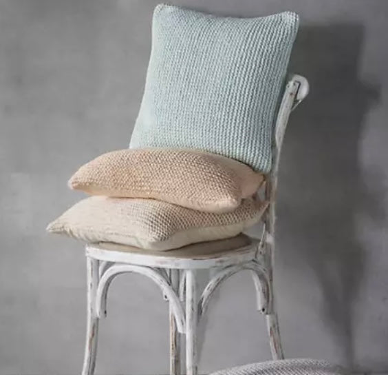 Opal Cream Knitted Cushion 45x45cm Sequin Detail Feather Fill (S) (S913)