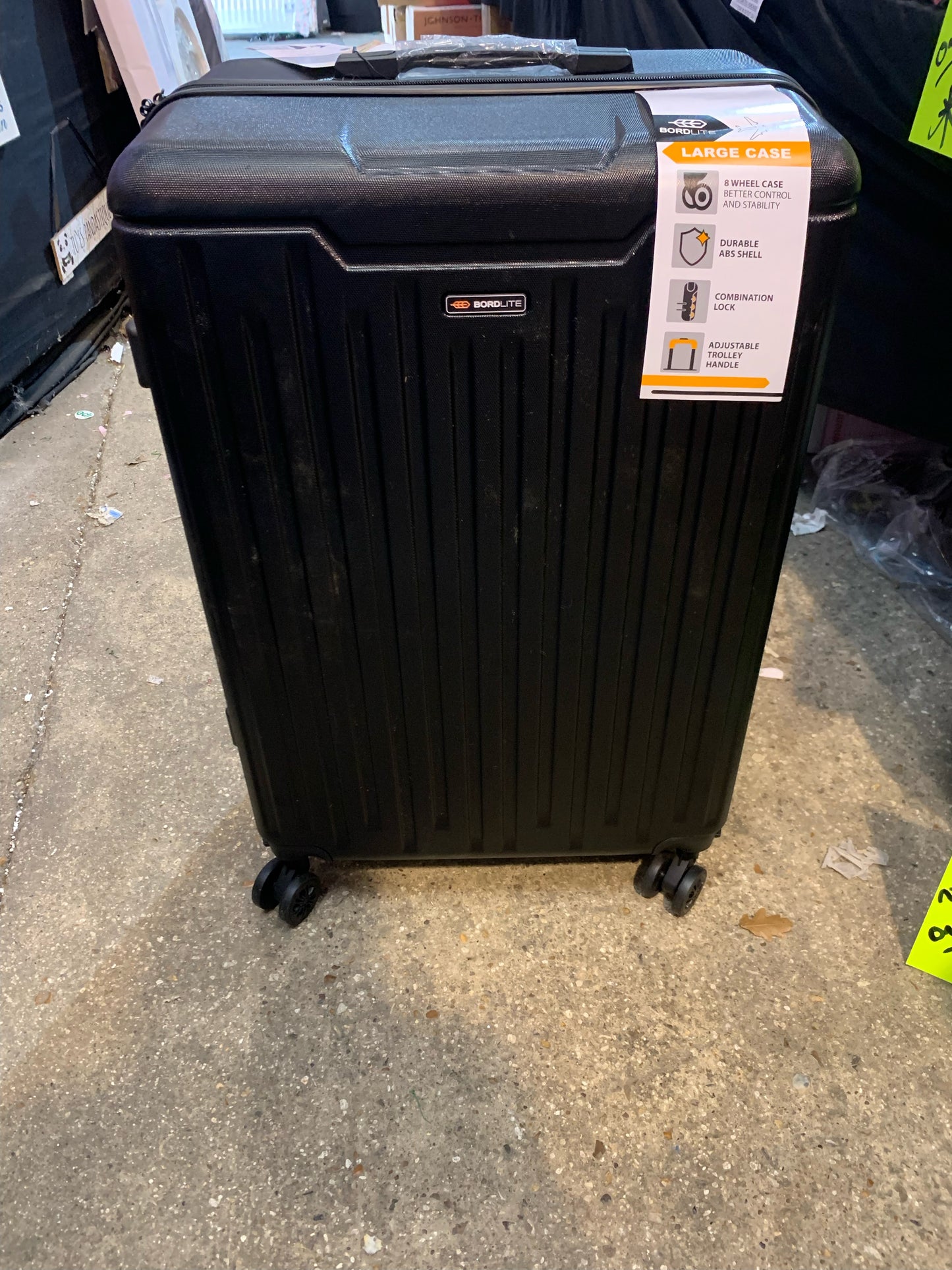 Bordlite black large flat top suitcase (S180)