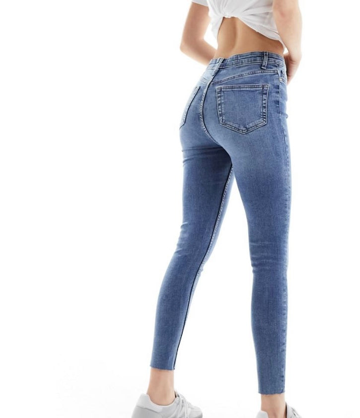 Miss Selfridge skinny high waist jean in mid blue wash (S34) (M)