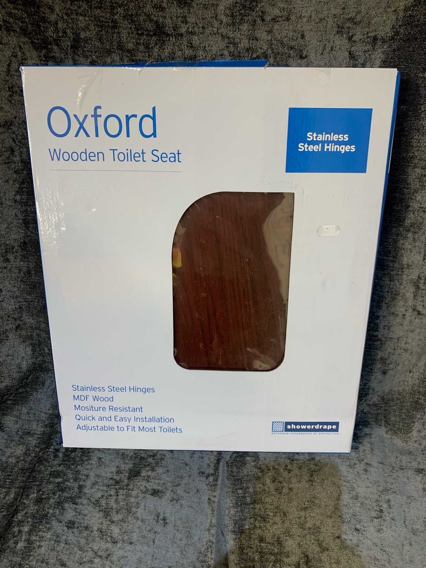 Oxford Soft Close Toilet Seat with Chrome Hinges Walnut NEW (S57) (E)