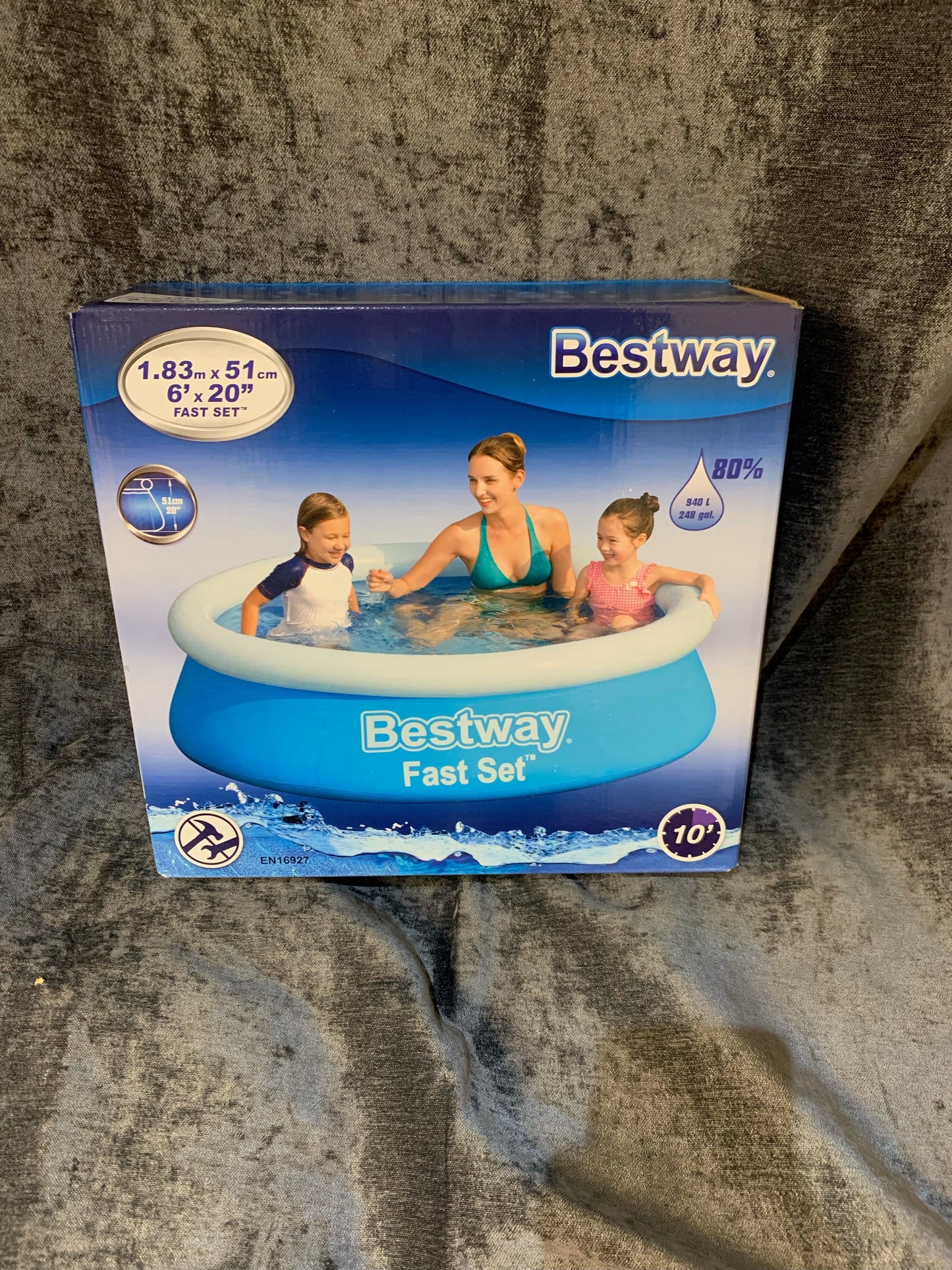 Bestway Fast Set™ Plain PVC Family lounge pool (W) 1.83m x (L) 1.83m (S286)