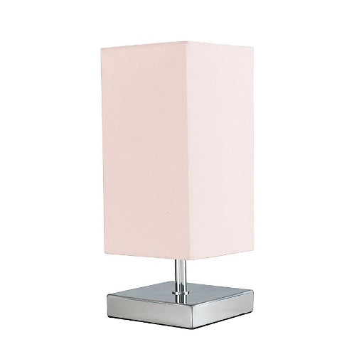 ValueLights Polished Chrome Touch Table Lamp With Pink Shade (S343)