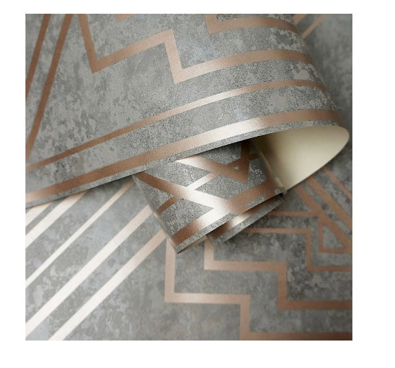 Holden Decor Delano Grey/Rose Gold Art Deco Blown Wallpaper (S375)