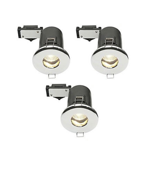 Diall Chrome effect Non-adjustable LED Warm white Downlight 3.5W IP65, Pack of 3 (S389)