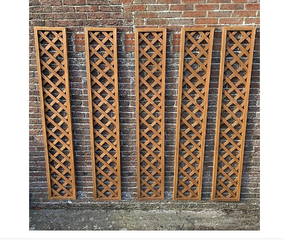 Set of 5 Wooden Framed Square Trellis Panels (180cm x 30cm) (S403)