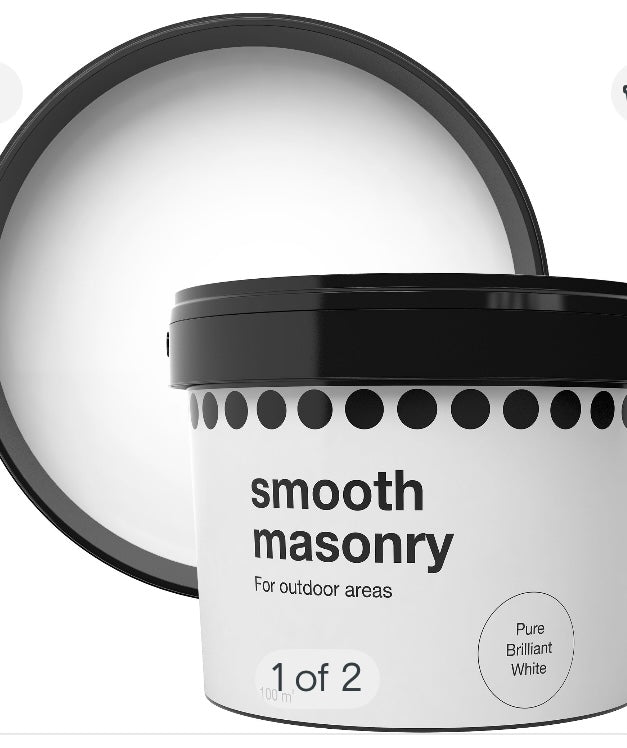 Pure brilliant white Smooth Matt Masonry paint, 10L (S854)