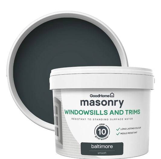 GoodHome Baltimore Smooth Matt Masonry paint, 2.5L Tin (S855)