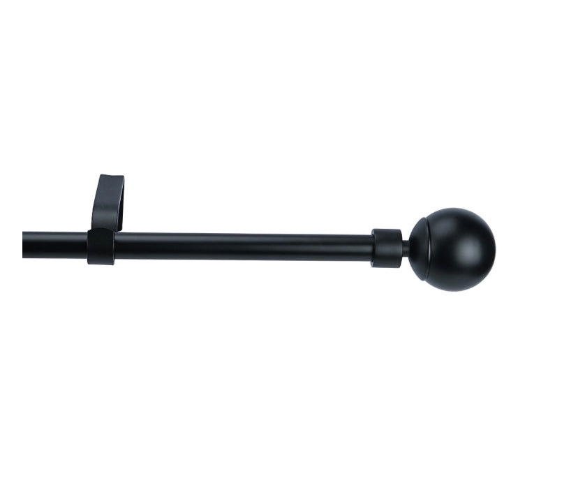 GoodHome Matt Black Extendable Ball Single curtain pole set, (L)1200mm (S860)