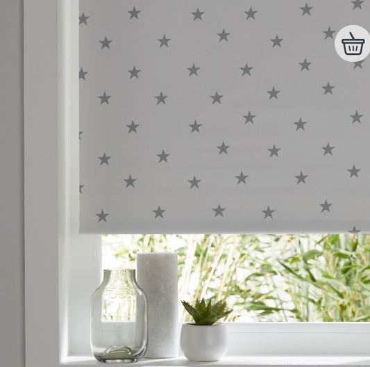 Boreas Corded Grey & ivory Stars Blackout Roller Blind (W)120 (L)195cm (S861)