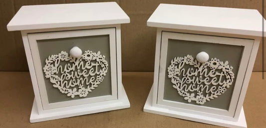Drawer Storage Box Set of 2 Cutout Shabby Chic SIL (R) (S899)