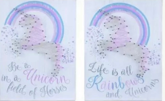 Unicorn String Art Wall Hanging 2 Pack 40x30cm (S)  (S906)