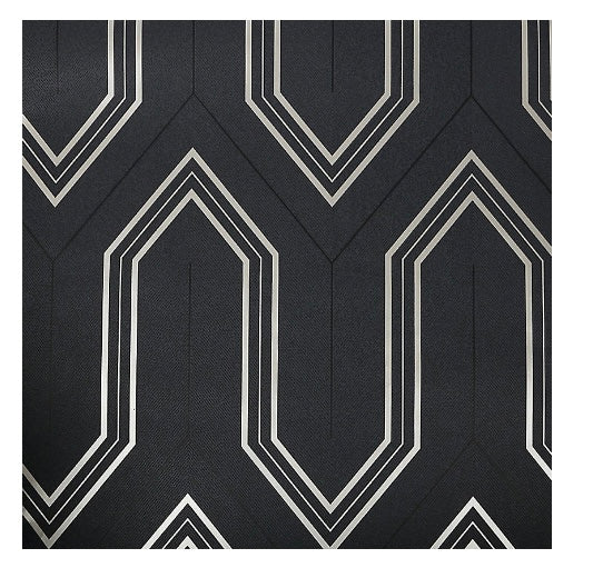 GoodHome Lisle Charcoal Metallic effect Geometric Textured Wallpaper (A) (S270)