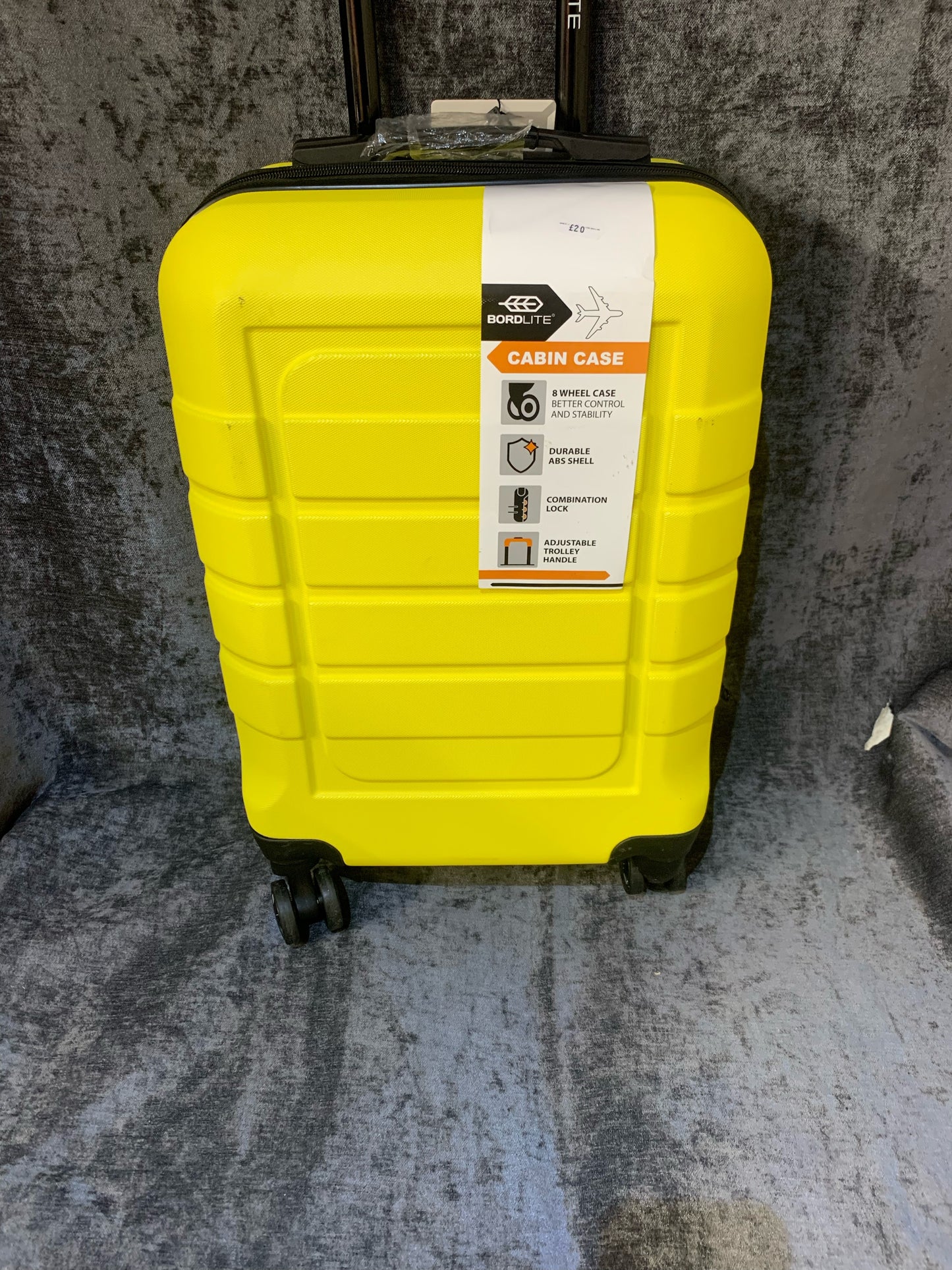 Bordlite durable hard shell 4 wheel suitcase yellow small (S102)