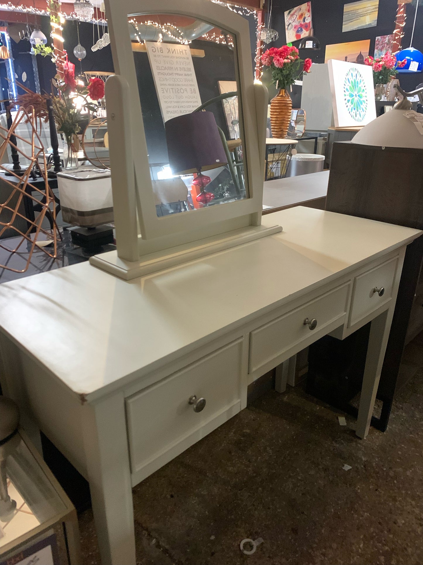 Bromley Cream 3 Draw Dressing Table With Attached Mirror (S17)