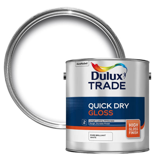 Dulux Trade Pure brilliant white Gloss Metal & wood paint, 2.5L (E14) D*