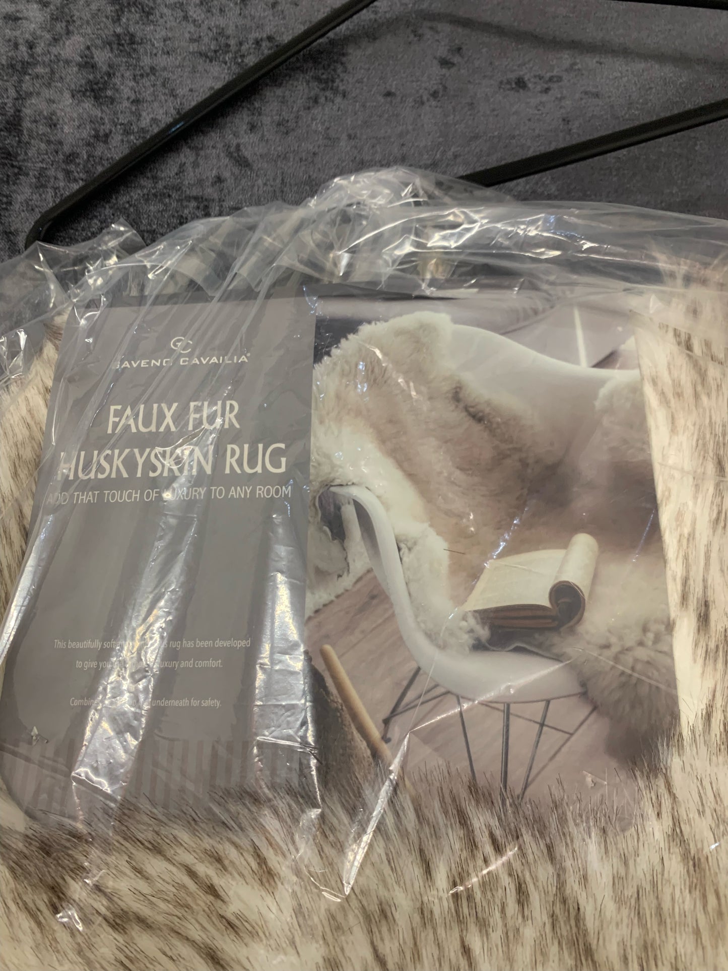 Faux Fur Huskyskin Rug White And Brown (B28)