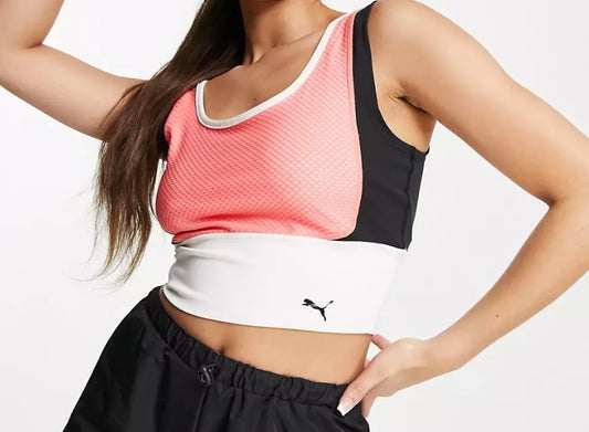 Puma Train Fitted Cropped Tank Top in peach S  (S69) (M)